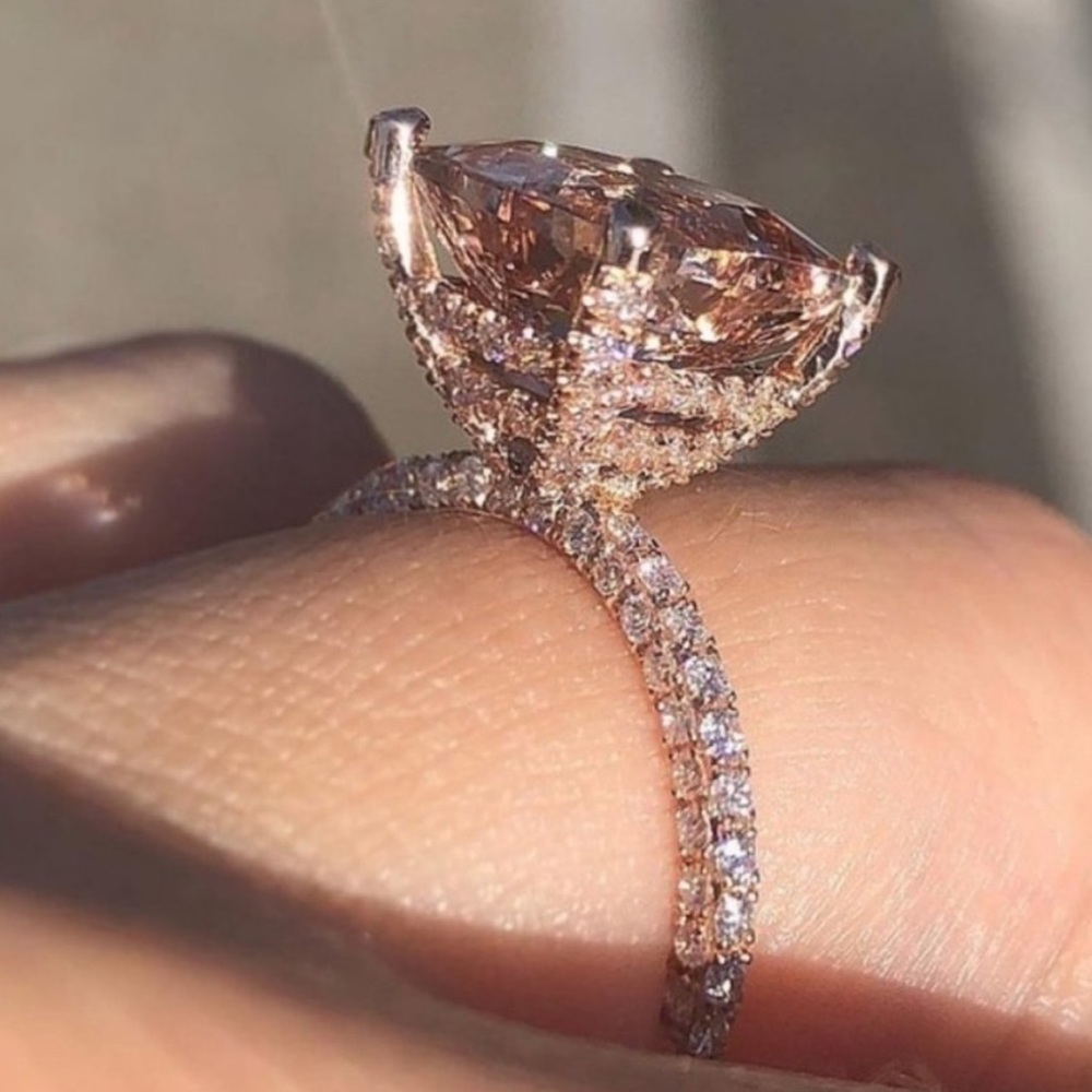 NEW 18K 6CT ROSE GOLD HUGE MORGANITE DIAMOND RING